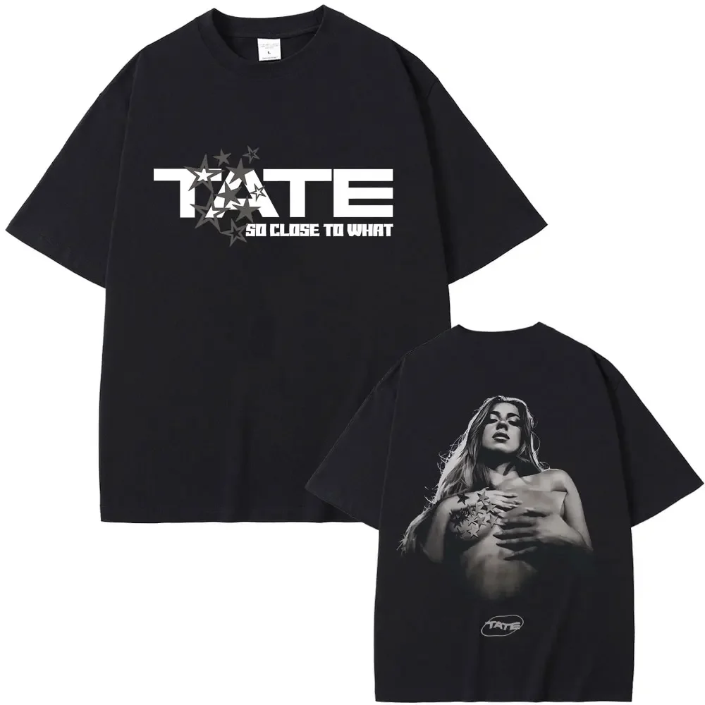 2025 Singer Tate Mcrae T8 Music T Shirts Men's Women Vintage T-shirt Summer Cotton Oversized Short Sleeve Tee Tops for Fans Gift image 2
