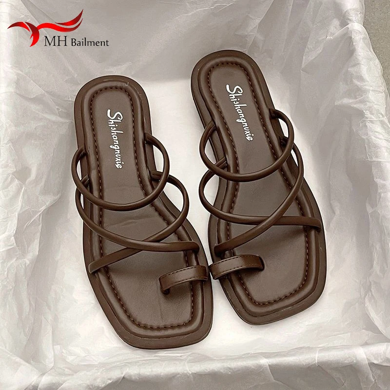 2023 Platform Women Slipper Fashion Narrow Band Ladies Summer Outdoor Beach Flip Flops Wedges Heel Slides Ladies Sandal Shoes