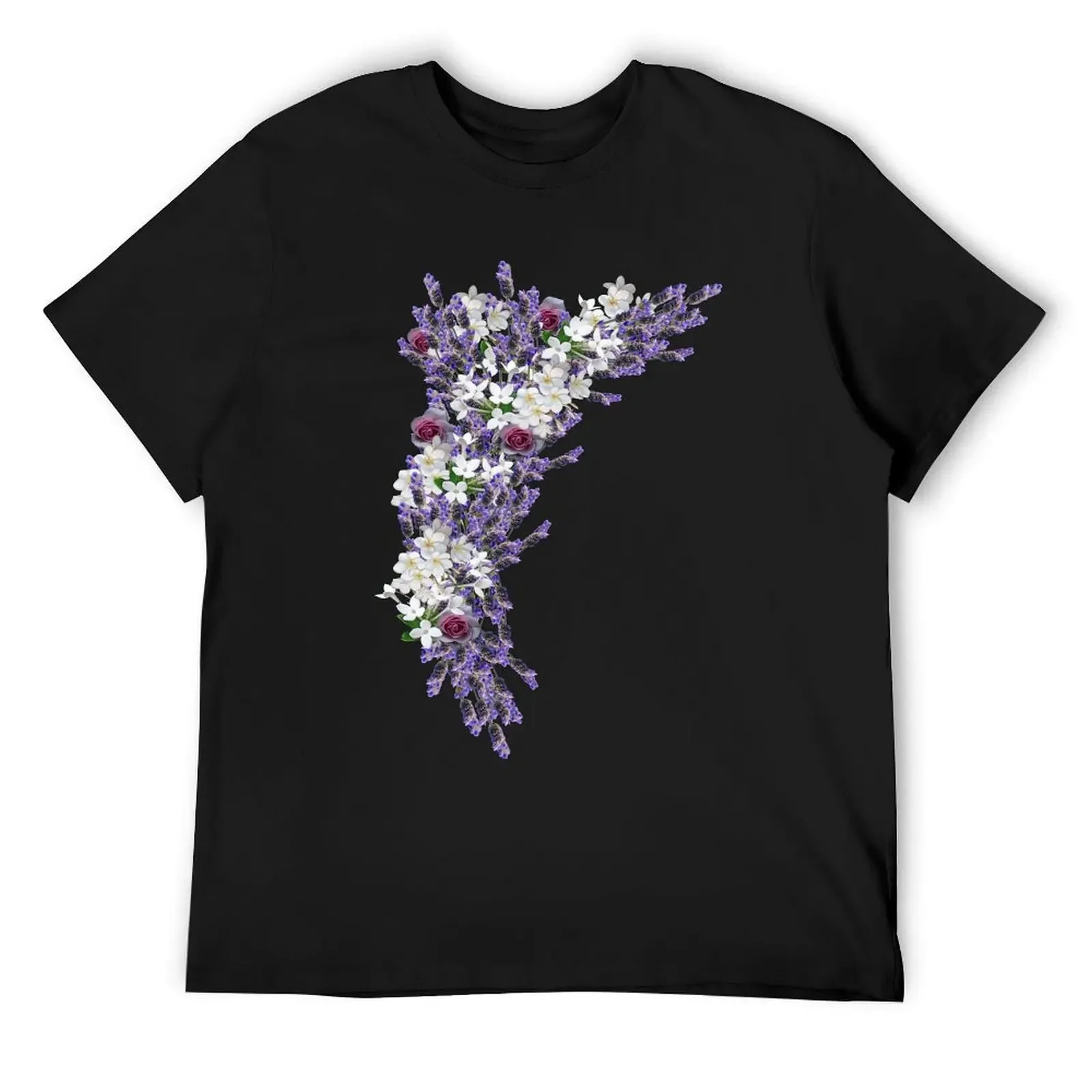 

Tuberose & Lavender Blooms on Rose petals T-Shirt custom t shirt anime figures vintage graphic tee sweat shirts, men