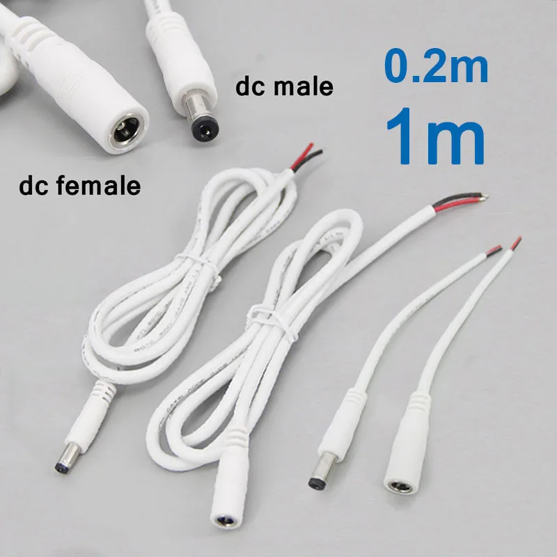 0.2m/1m DC Male Female Power Supply extension Cable 5.5mmx2.1mm Connector cord repair Copper Wire For LED Strip light cctv c1
