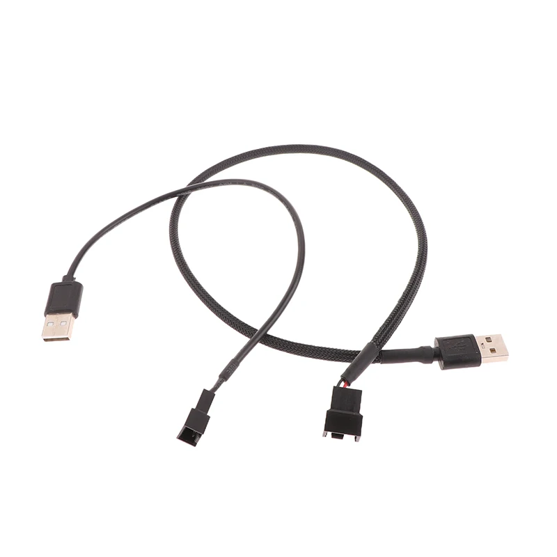 1PC Case Fan Adapter Connector Cable USB 2.0 A Male To 3-Pin PWM 5V USB Sleeved Fan Power Adapter Cable
