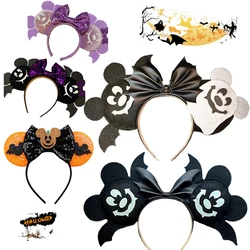 Disney Bat Mickey Ears Hairband Girls Happy Halloween Hair Accessories For Women Cosplay Ghost Minnie Headband Kid Festival Gift