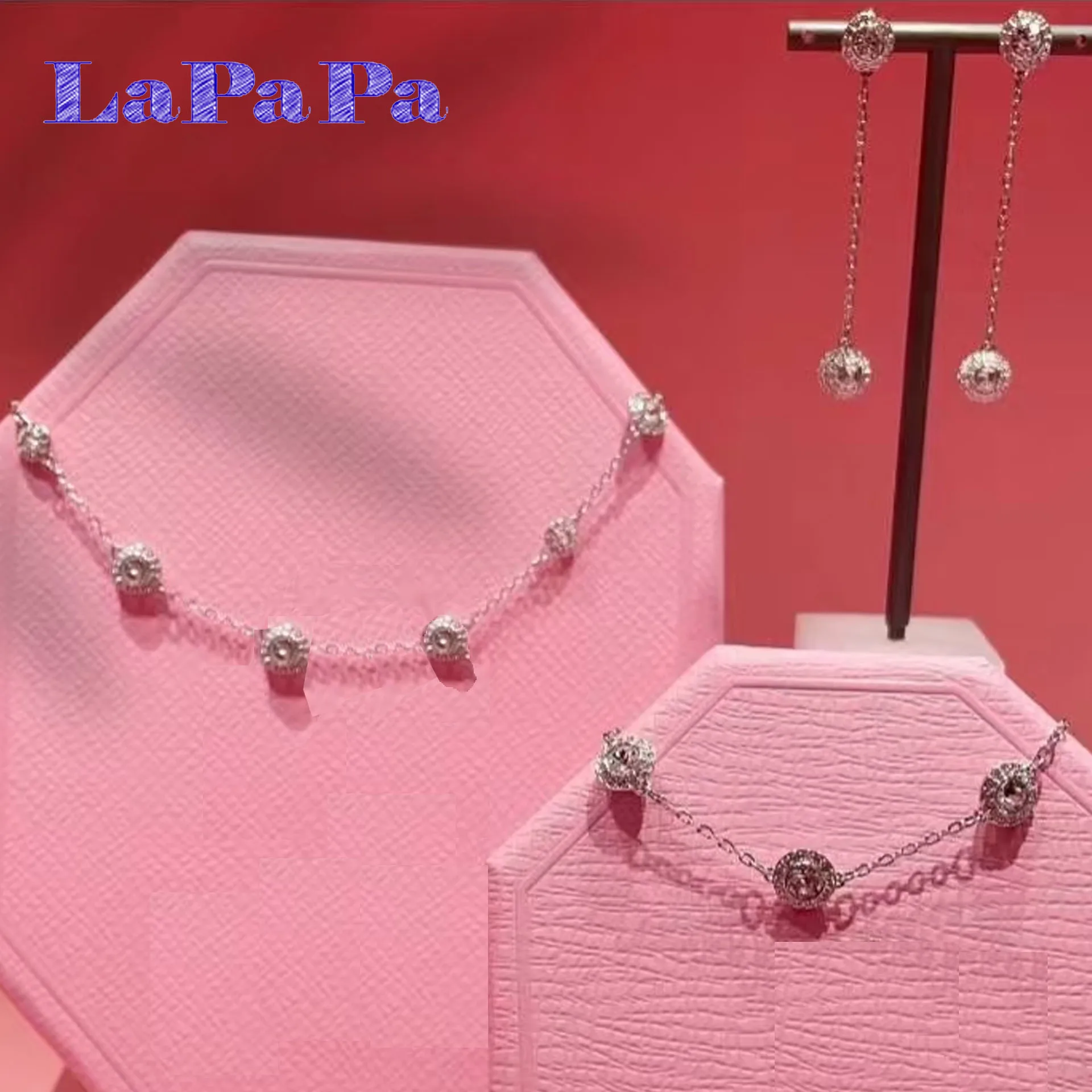 

Original Round Perfect Water Drop Crystals Earrings Necklace Bracelet Ring High Quality Jewelry Set for Women Wedding Accessorie