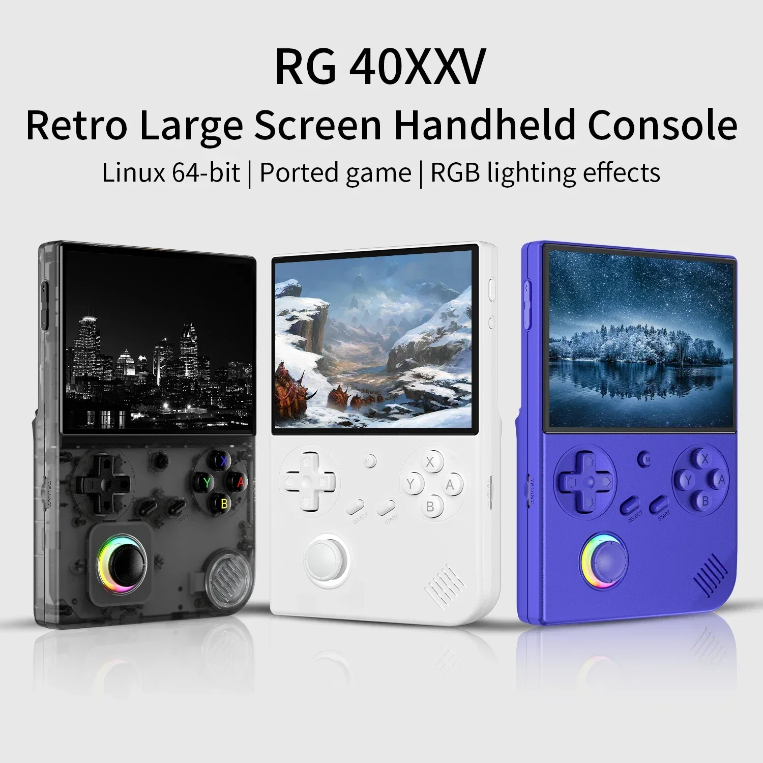 ANBERNIC RG40XXV Handheld Game Console 4''IPS Screen Video Output Joystick RGB Lighting Effect Streaming RG 40XXV Ebook MP4 Gift