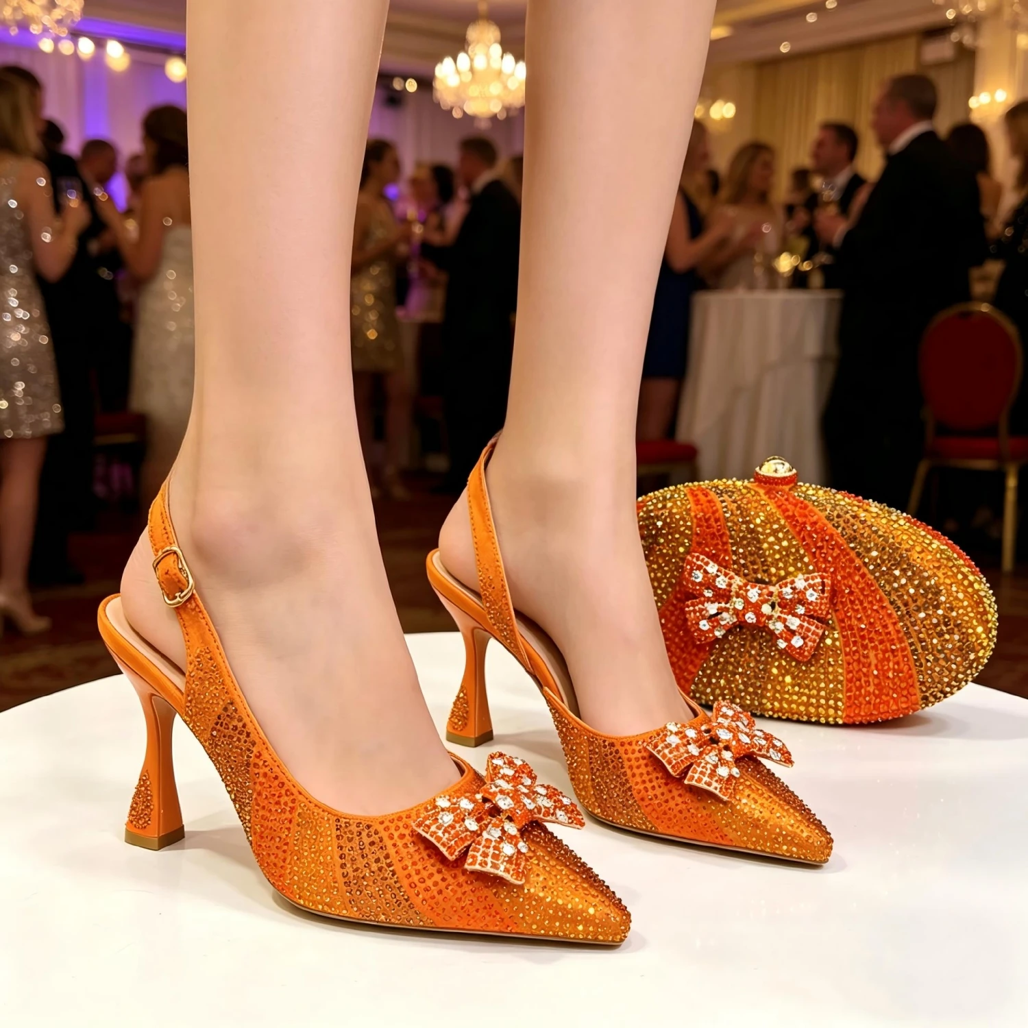 Fashion Itailan High Heel Shoes And  Bag Set For Party Summer Classics Rhinestone Woman Sandal Shoes And Matching Bag Set