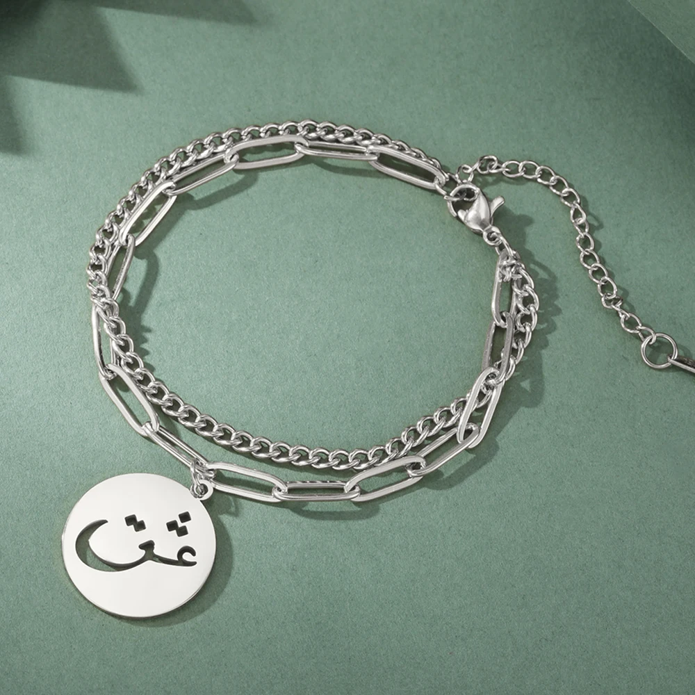 Dawapara-pulsera de caligrafía persa para hombre y mujer, brazalete de amor, cadena de doble capa, acero inoxidable, regalo de joyería para pareja