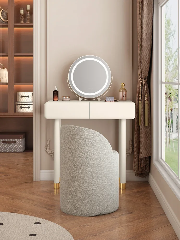 

Cream Style Dresser Bedroom Small Retractable Makeup Table Storage Cabinet