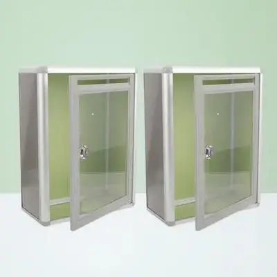 2Pcs Transparent Metal Wall Mount Mailbox Lockable Secure Mail Post Boxes for Office Home Voting Suggestion Use