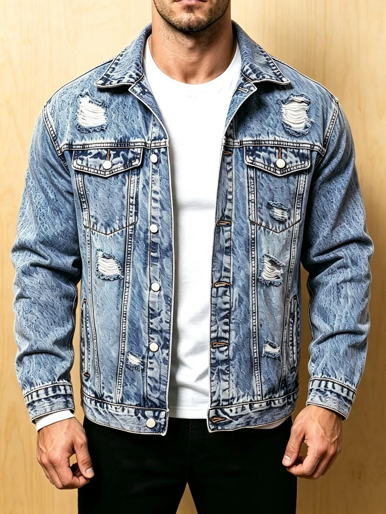 Y2K Aesthetic Streetwear Men's Denim Jacket Retro American Style Jean Coat Fashion Gift for Your Lover or Husband