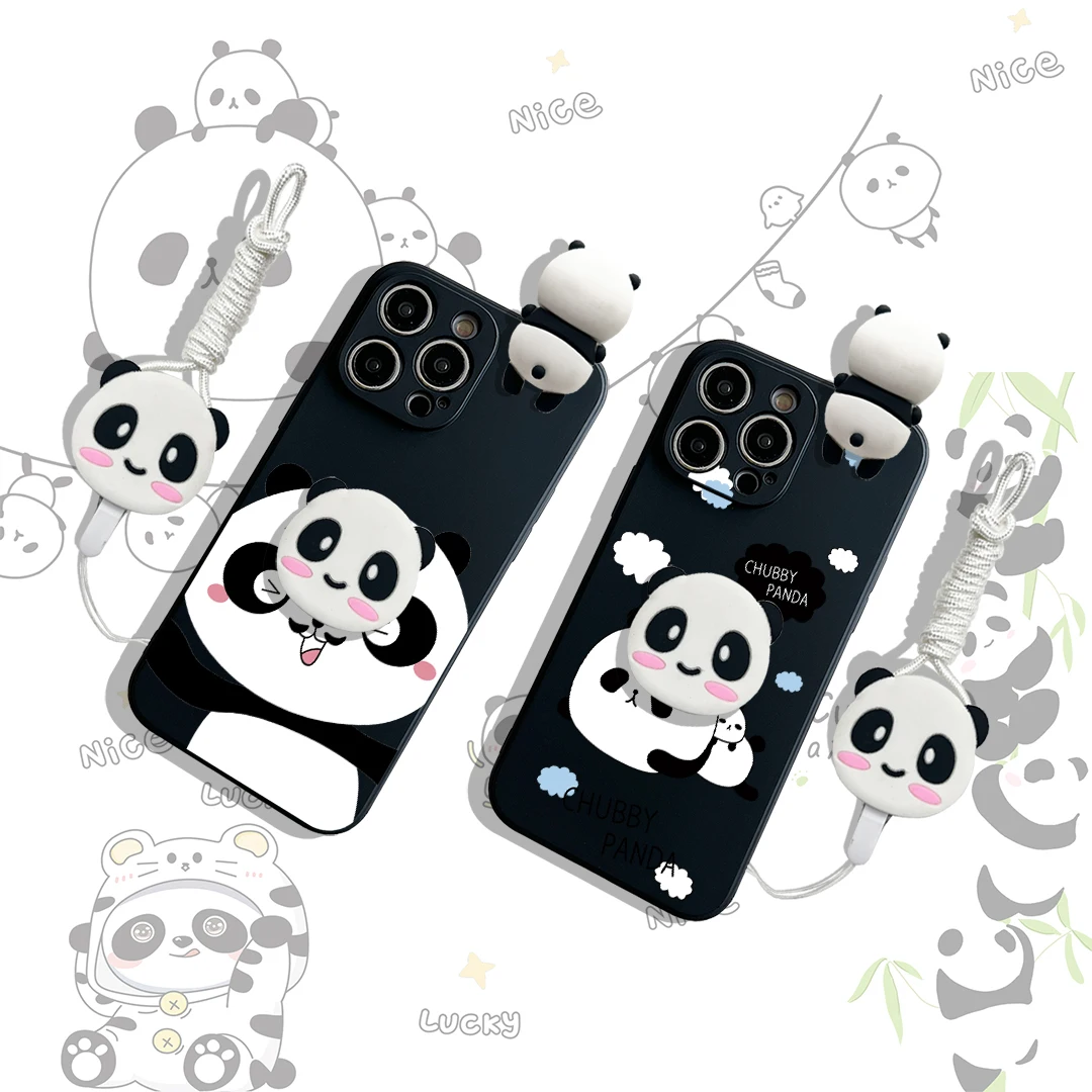 Funda con soporte y cuerda para Samsung Galaxy, S7, S8, S9, S10, S20, S21, S22, S23, S24 Plus, Ultra FE Winking Panda