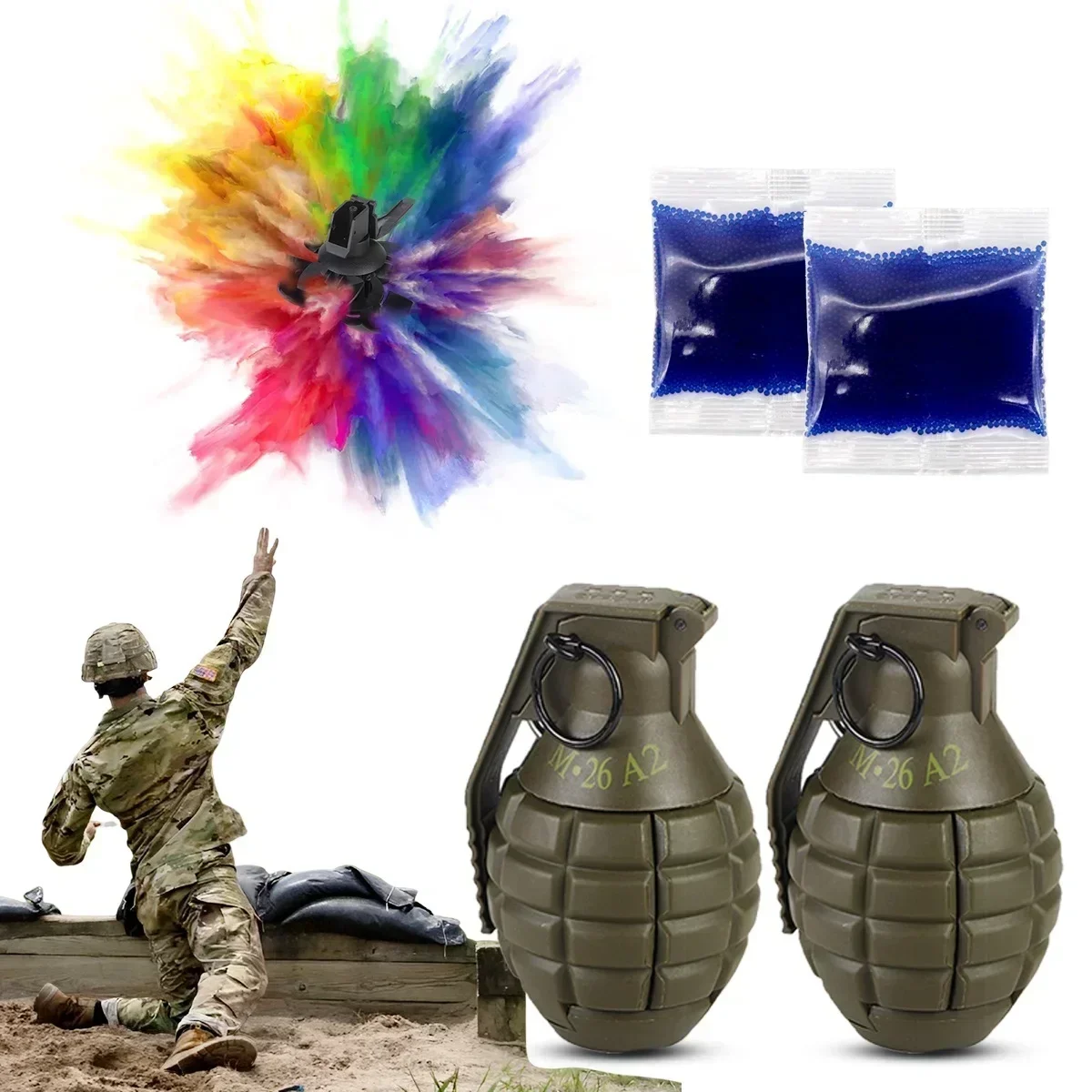 لعبة قنبلة يدوية الناسف - لعبة طراز CS لملء الماء - رمي السهام الرغوي بالكامل - دعامة واقعية كوسبلاي - معدات كرات الطلاء Airsoft