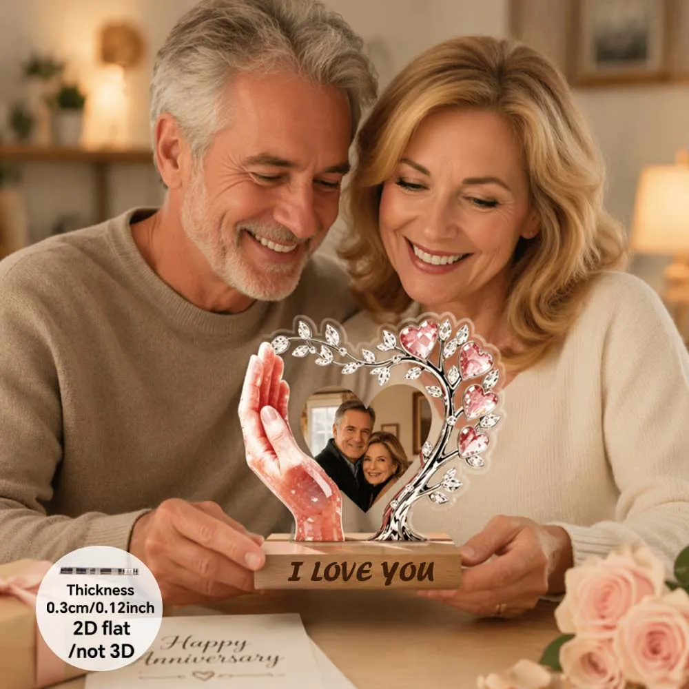 Customized Photo Crystal Tree Love Acrylic Ornament, Father's Day, Mother's Day Family Warm Holiday Gratitude Gift Ornament