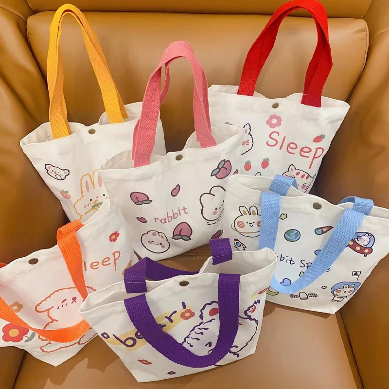 

Japanese Women Fashion Canvas Tote Bags for Women Casual Shopper Designer Handbag Japanese Style Cartoon Small Shoulder Bags