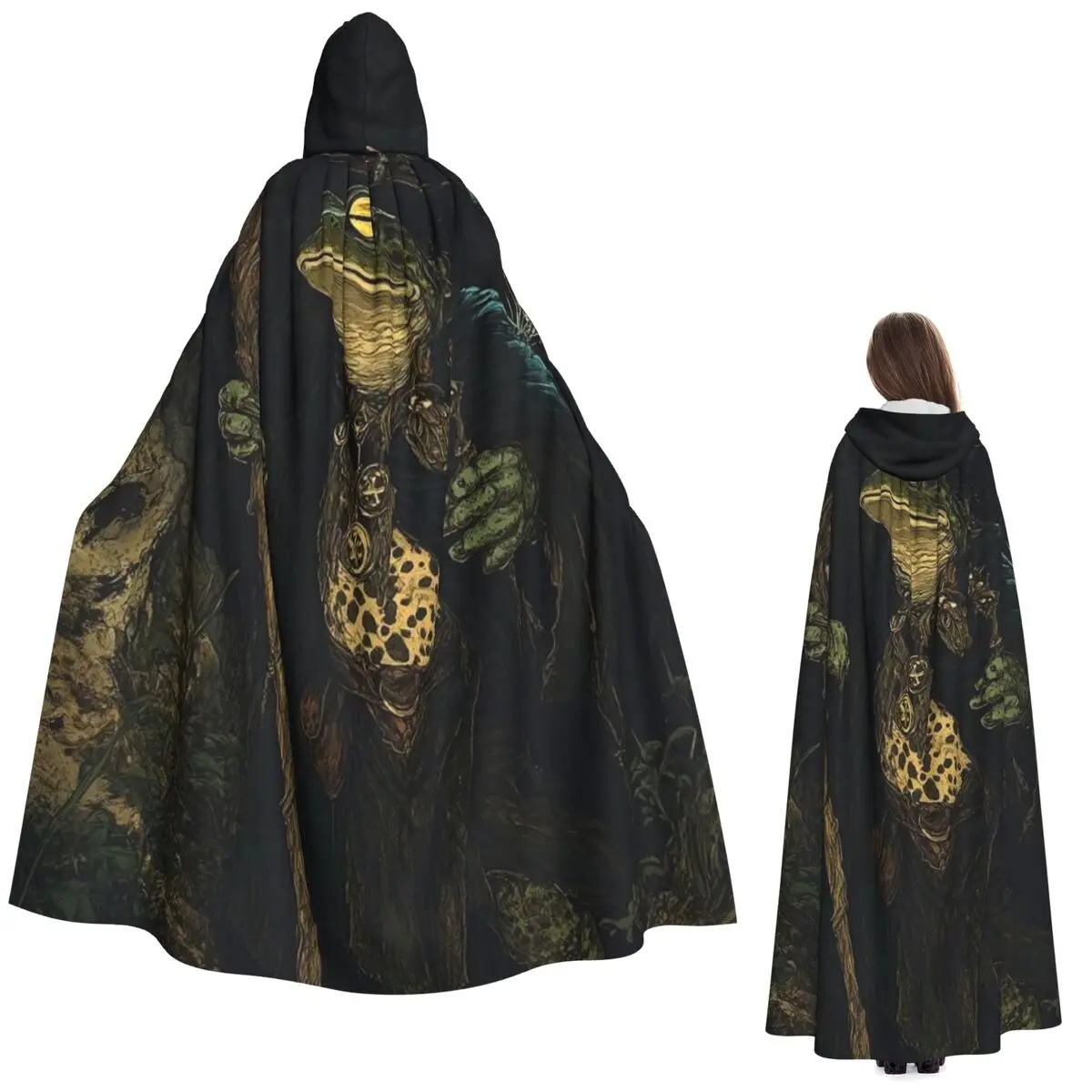 

Enchanting Frog With Mystical Frog Design Long Hooded Cloak Witch Medieval Costume Cosplay Cape HalloweenVampire Adult Unisex