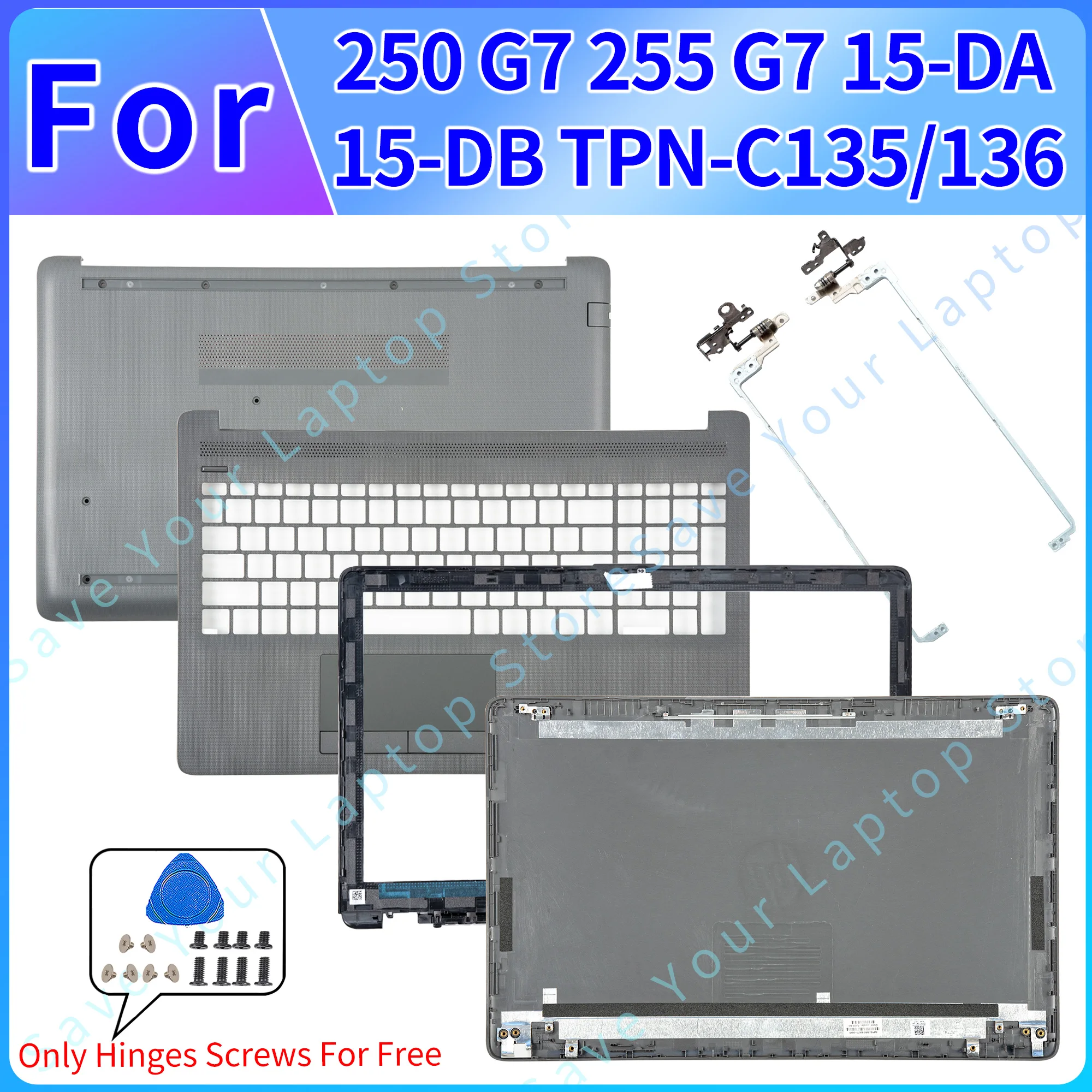 

Laptop Covers For HP 250 G7 255 G7 15-DA 15-DB TPN-C135 With Optical Drive Interface LCD Back Cover Bezel Palmrest Bottom Repair