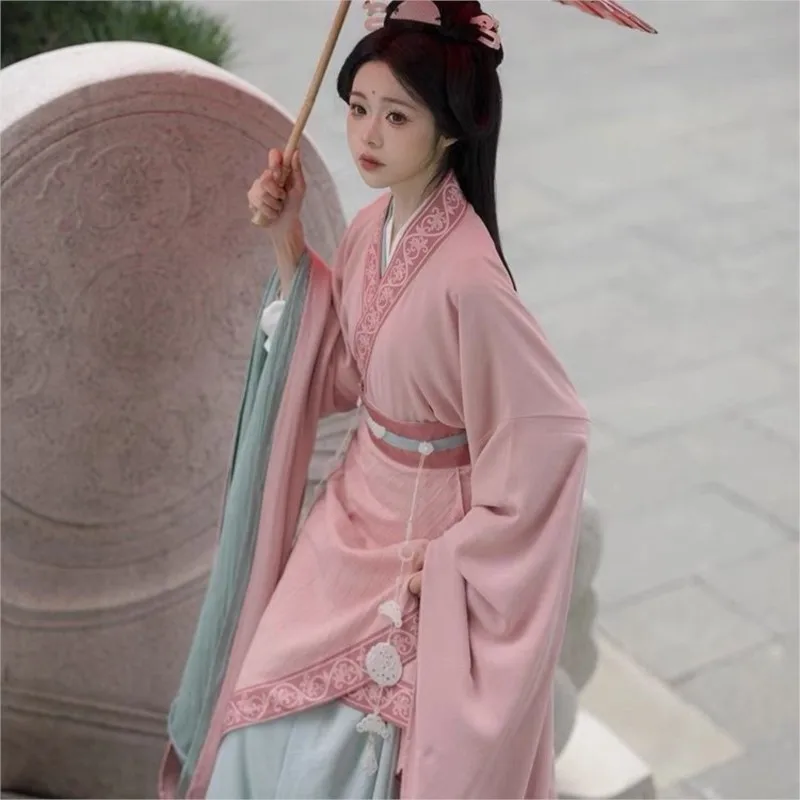 New Adult Women's Hanfu South and North Korean Style Top Waist Broken Skirt Cloak Atmosphere Sense