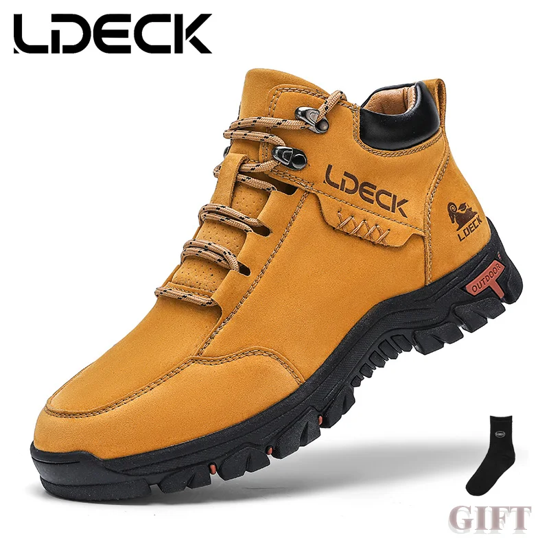 High-Top Men's Hiking Boots for Outdoor Driving Camping Picnic - Durable Comfortable Men's Mountain Climbing Shoes