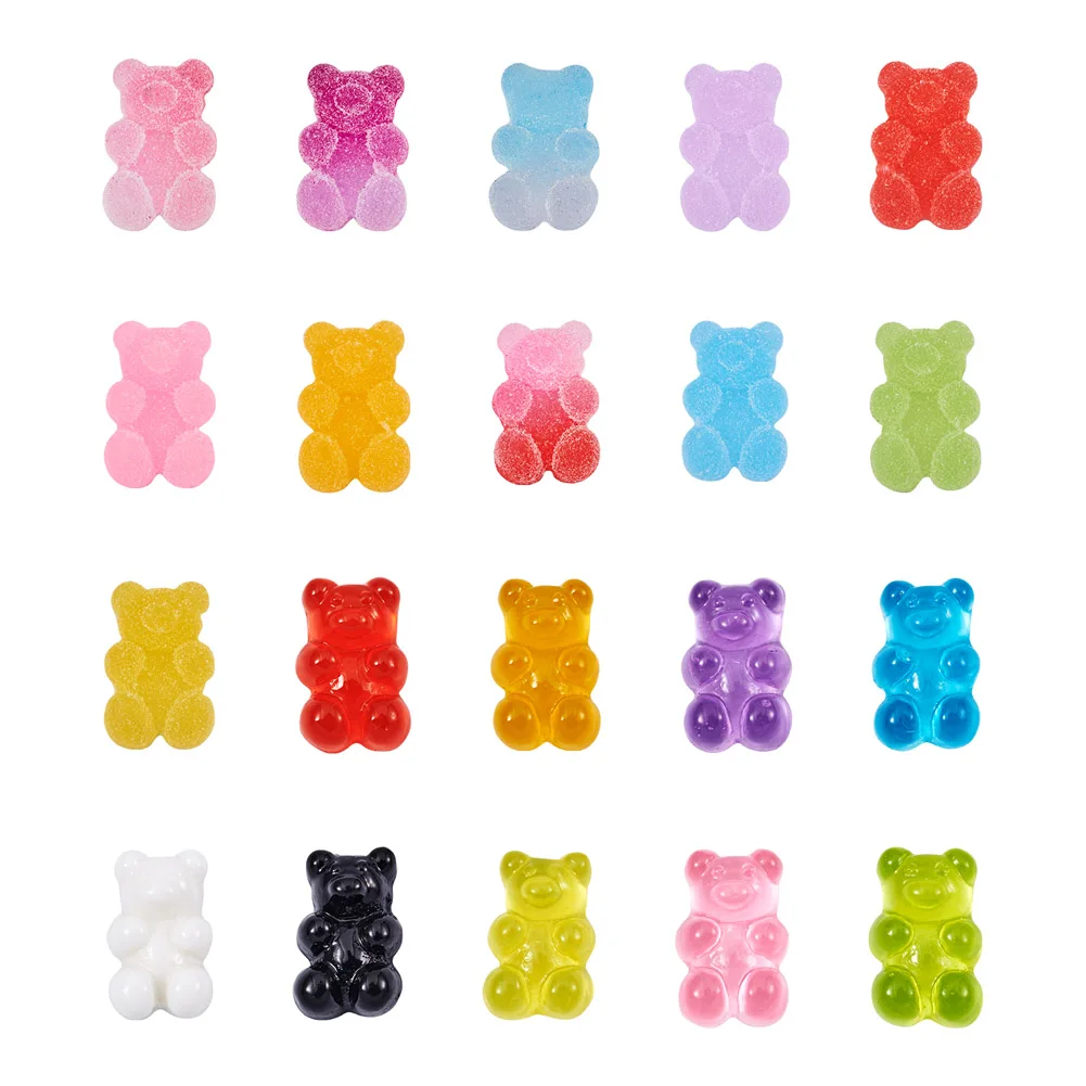 Cute Imitation Gummy Bear Star Jelly Mixed Shape Gradient Color Resin Cabochons DIY Hairpin Stud Earring Jewelry Making Supplies