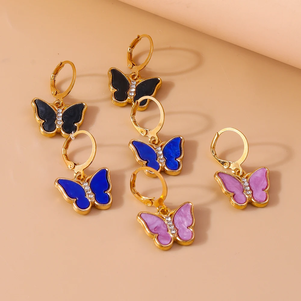 

3pairs Cute Butterfly Earrings for Women Girls Dangle Earrings Party Jewelry Gifts