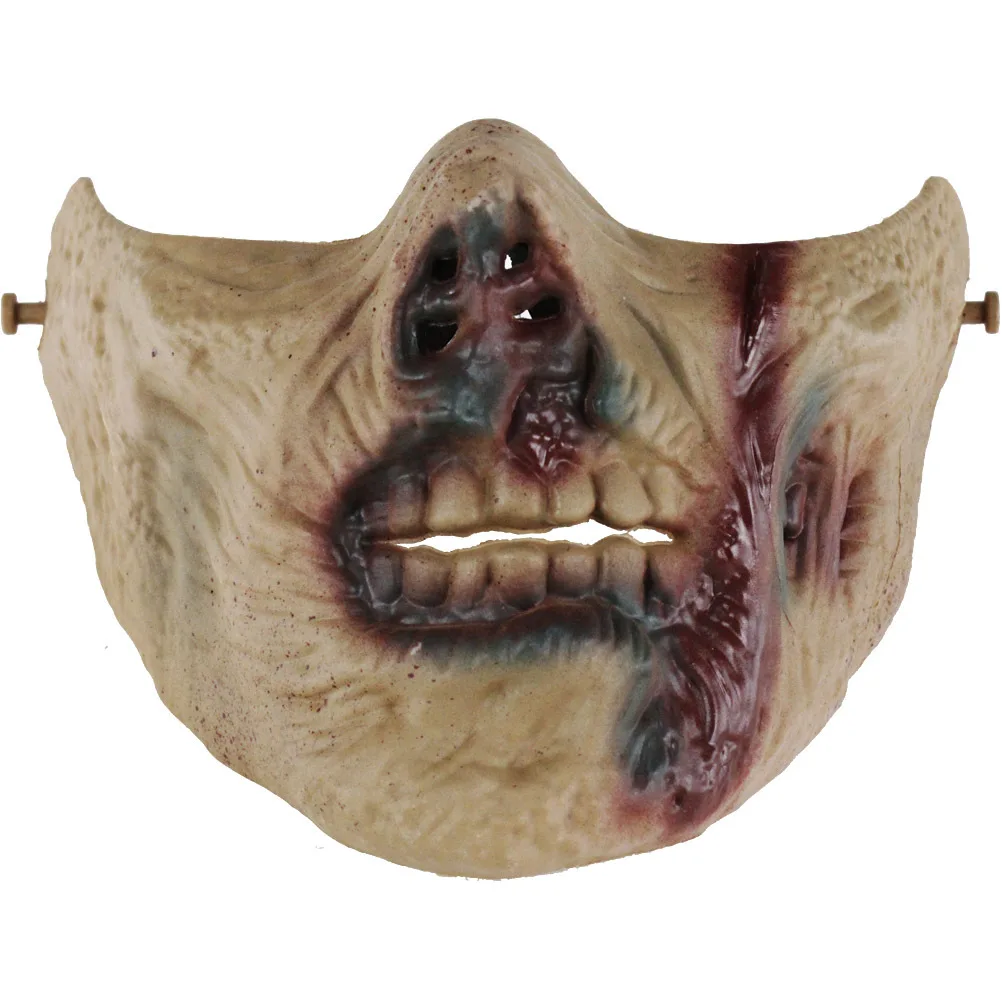 Máscara de media cara de zombis, máscara protectora de calavera para fiesta de Halloween, Cosplay, mascarada, Carnaval, deportes al aire libre