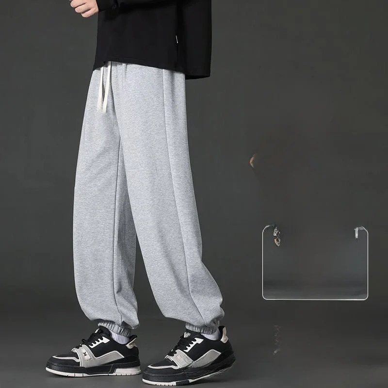 

Men's Fce Lined Slimming Elastic Cuffed Sweatpants Casual Loose Fit Sports Pants Korean Sle Straight Leg Pants