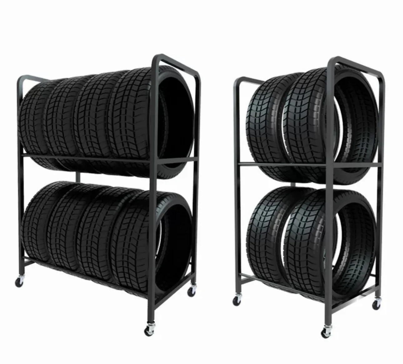 Car motorcycle tire display shelf 4S shop car warehouse special metal shelf for tires can be moved.