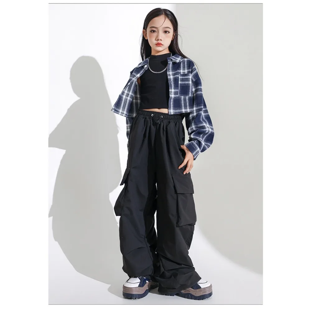 

Hip Hop Shirt Vest Cargo Pants Matching Set Jazz Stage Outfit Trendy Runway Performance Attire Vintage Loose Street Dance Wear