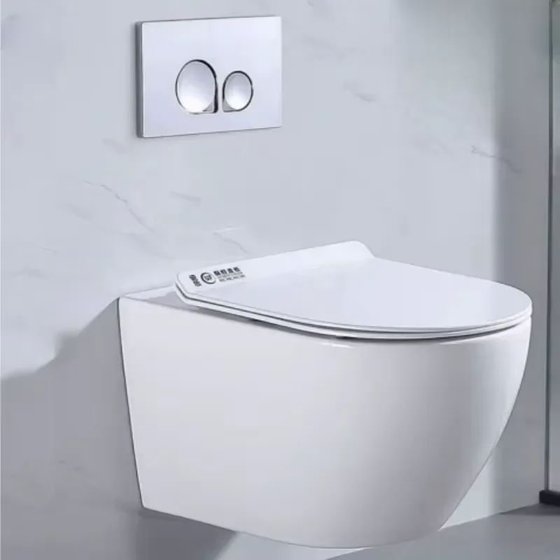 for European Bathroom Sanitary Ware Integrated Hanging Toilet Seat Ceramic Flush Modern Wall-Mounted