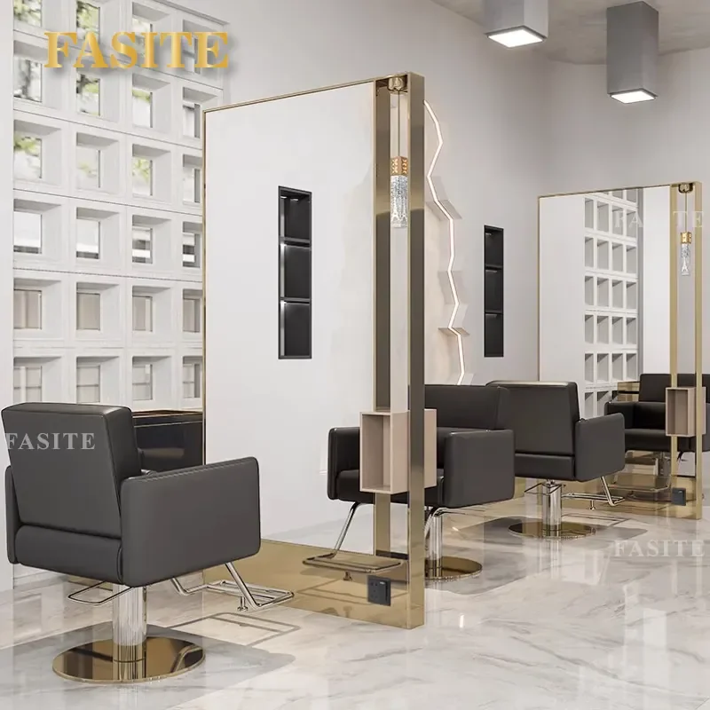 For Hair Stainless Steel Haircut Mirror Double Sided Beauty Perm Dyeing Mirror Professional Barber Shop Wall Mounted