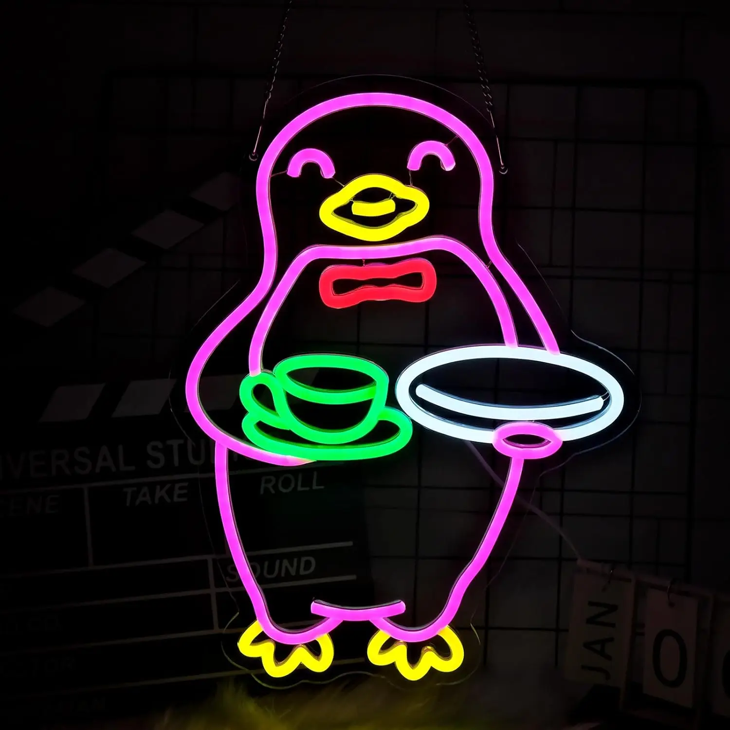 

Penguin Waiter LED Neon Sign USB Dimmable Neon Light Sign for Restaurant Hotels Stores Club Bar Birthday Party Gift Wall Decor
