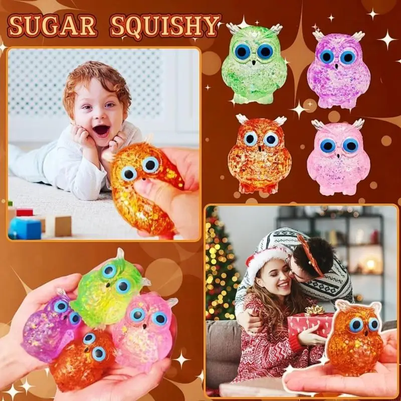 

Set of 4Pcs Adorable Owl Squeeze Toy Stretchy TPR Stress Relief Ball For Hand Exercise And Sensory Stimulation A2UB