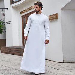 Robe musulmane du Ramadan pour hommes, Rotary di Thobe, Islam, Moyen-Orient, Arabe, Dubaï, Malaisien, Manches longues, Solide, Document