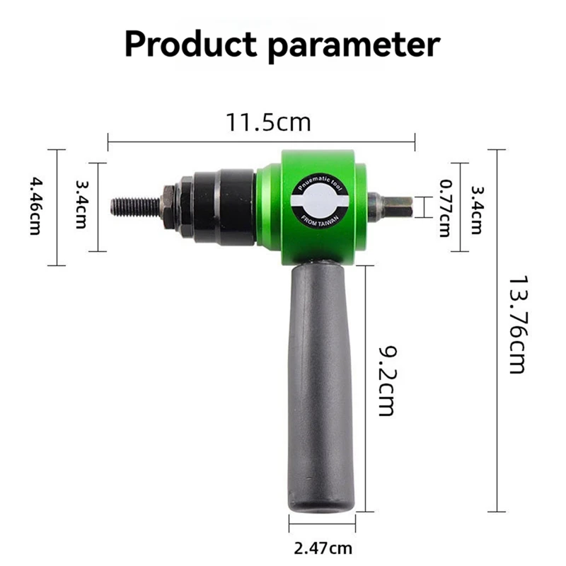 Aa49 kit de ferramentas de rebite aerodinâmico elétrico kit de ferramentas de porca de rebite com adaptador de broca de rebite ferramenta de rebitagem de tração de porca