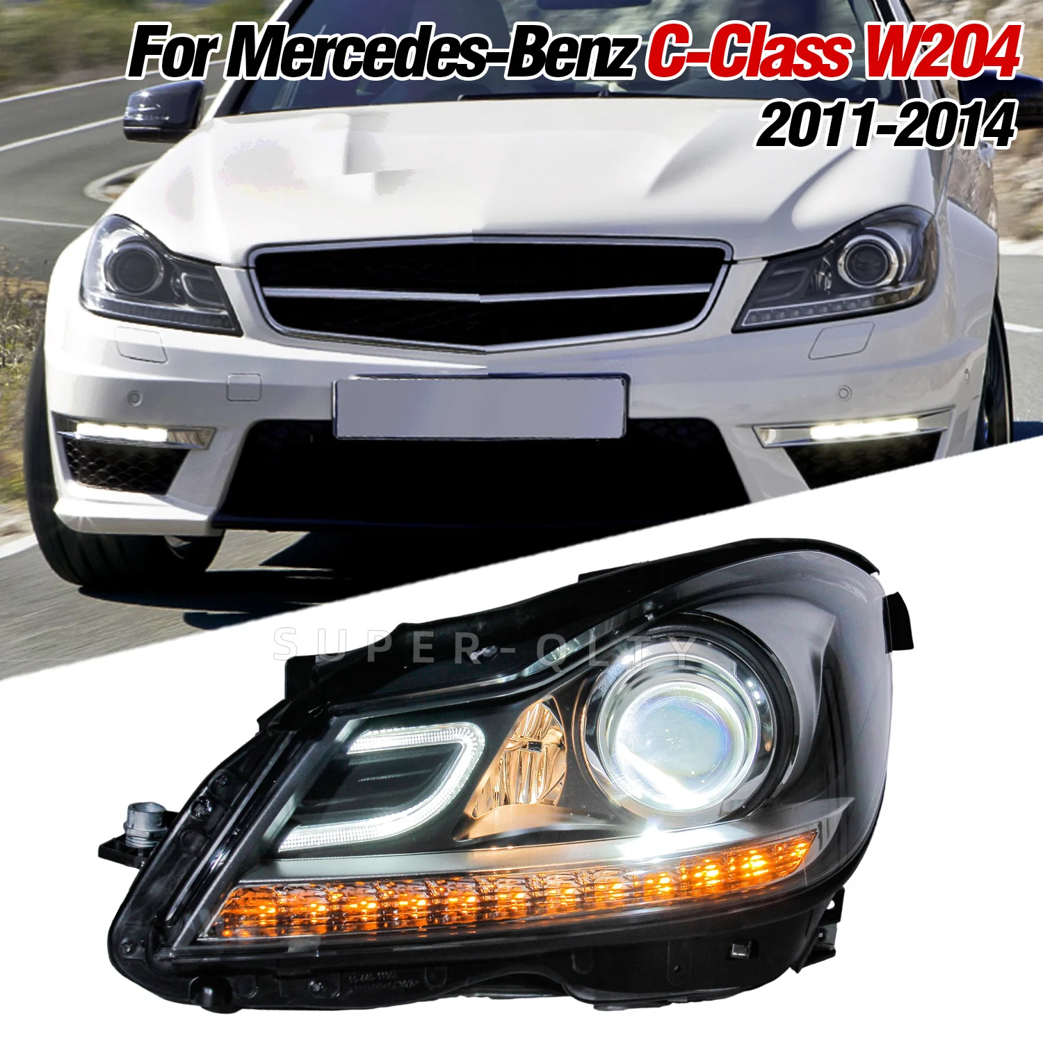 For Mercedes Benz C Chass W204 2011 2012 2013 2014 Upgrade LED Headlights plug and play Headlight Assembly