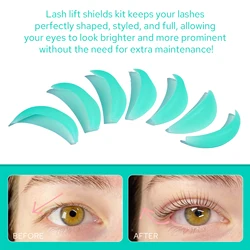 Lomansa 7 Pairs L Curl Silicone Eyelash Perm Pads Sticky Lashes Rod Shield Lifting 3D Eyelash Curler Accessories Makeup Tools