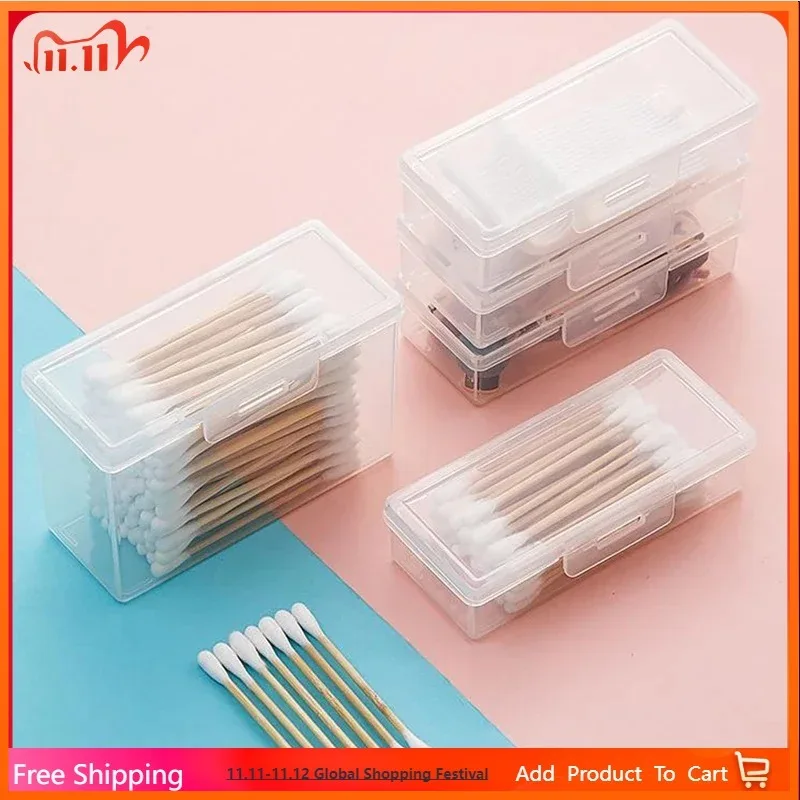 

Portable Storage Box Travel Transparent Medicine Box Cotton Swab Holder Case Jewelry Organizer Dust-proof Container Accessories