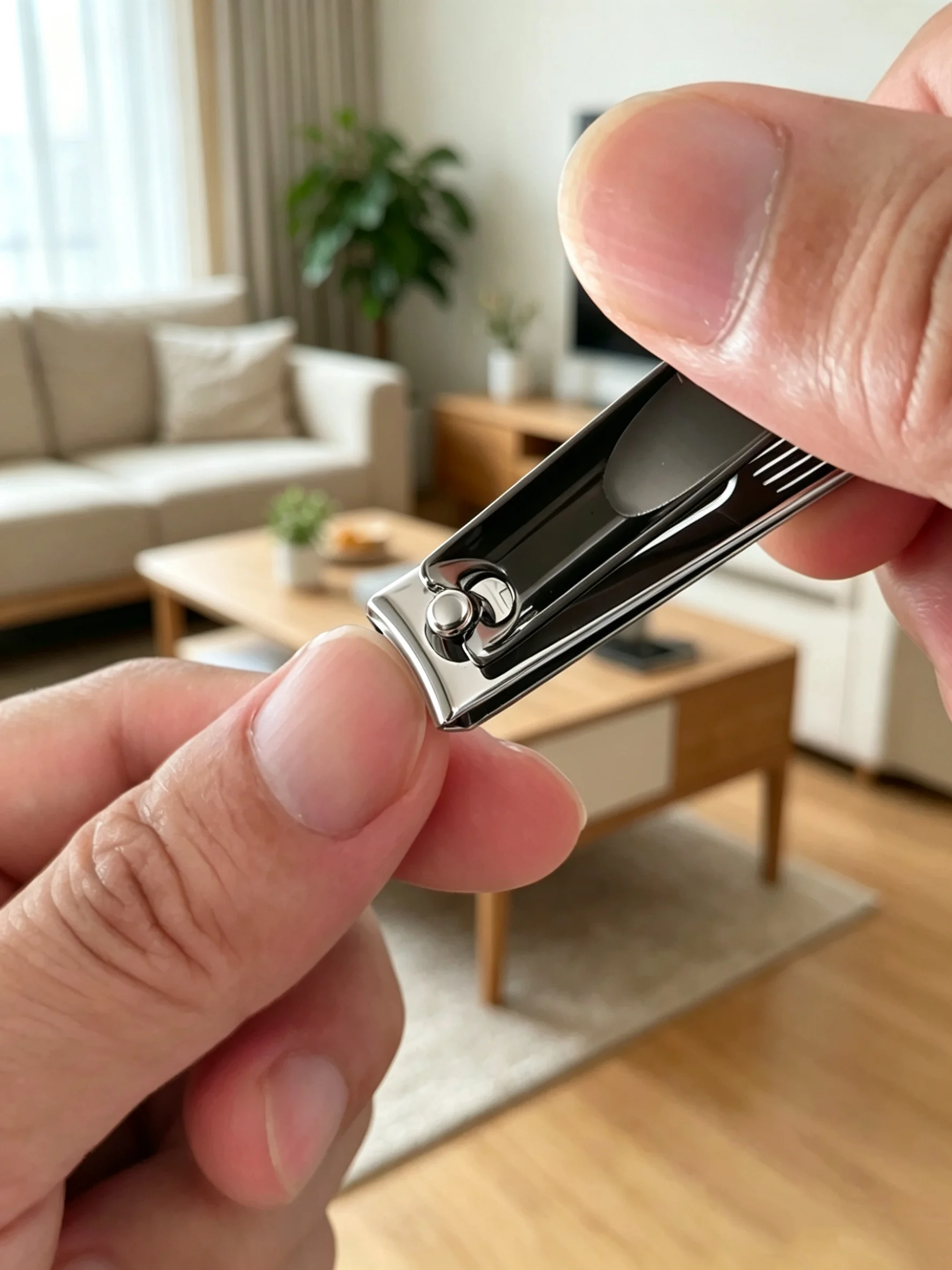 A 3-piece manicure tool set, affordable and easy to use, including flat-tipped and angled nail clippers, with a storage box.