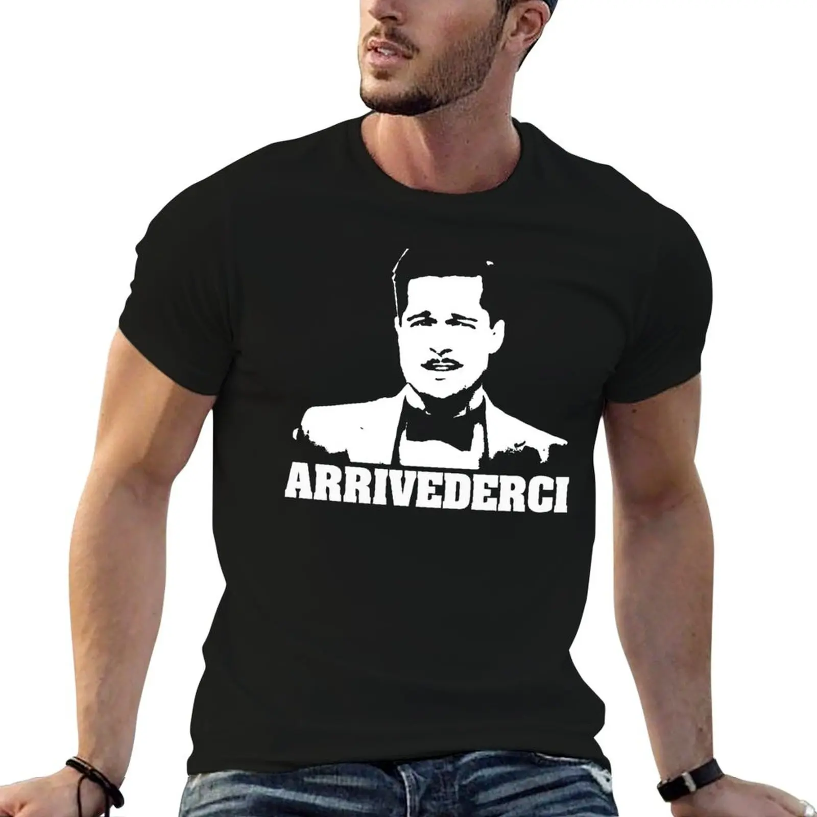 Camiseta Inglorious Basterds Aldo Raine Arrivederci, camisetas para hombre, camiseta ajustada para hombre, camiseta de lujo para hombre