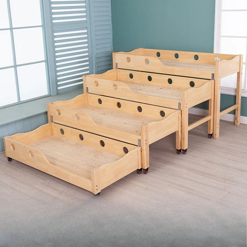 children's four-layer push-pull bed, baby eight-person bed, early education center lunch break stacked bed bunk
