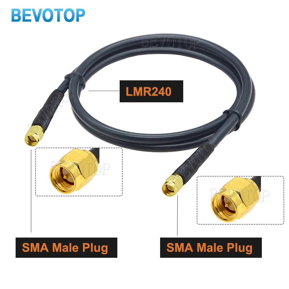 SMA Male to SMA Male Plug LMR240 Cable Low Loss 50Ohm 50-4 RF Coaxial Pigtail WiFi Router Antenna Extension Cord Jumper Adapter