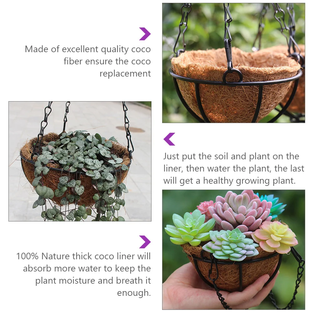 

2Pcs Fiber Replacement Liner for 30cm Plant Basket Thick Coconut Pot Indoor Flowerpot Garden Balcony Wedding Planter
