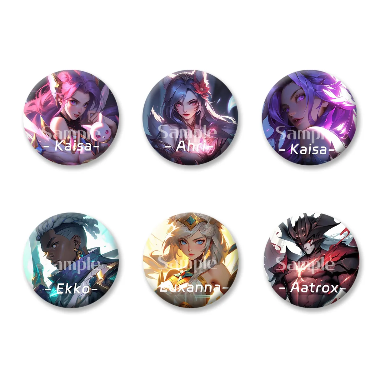 

Kaisa Ahri Ekko Lux Aatrox Game Role Flash Badges Button PinsBrooch Keychains Makeup Mirror Fridge Magnet Gift for Kids Friends