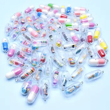 10個混合可愛藥丸笑臉人物樹脂飾品吊墜手工飾品DIY耳環項鍊鑰匙扣 8 最佳銷售 藥丸護符 - №6