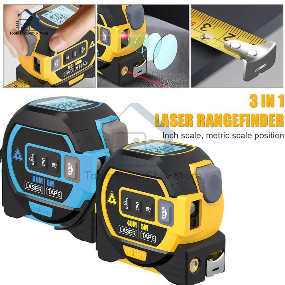 3In1 Laser Rangefinder Laser 40M / 60M Distance Meter Measuring Laser Tape Measure Digital Laser Rangefinder Scale Area Distance