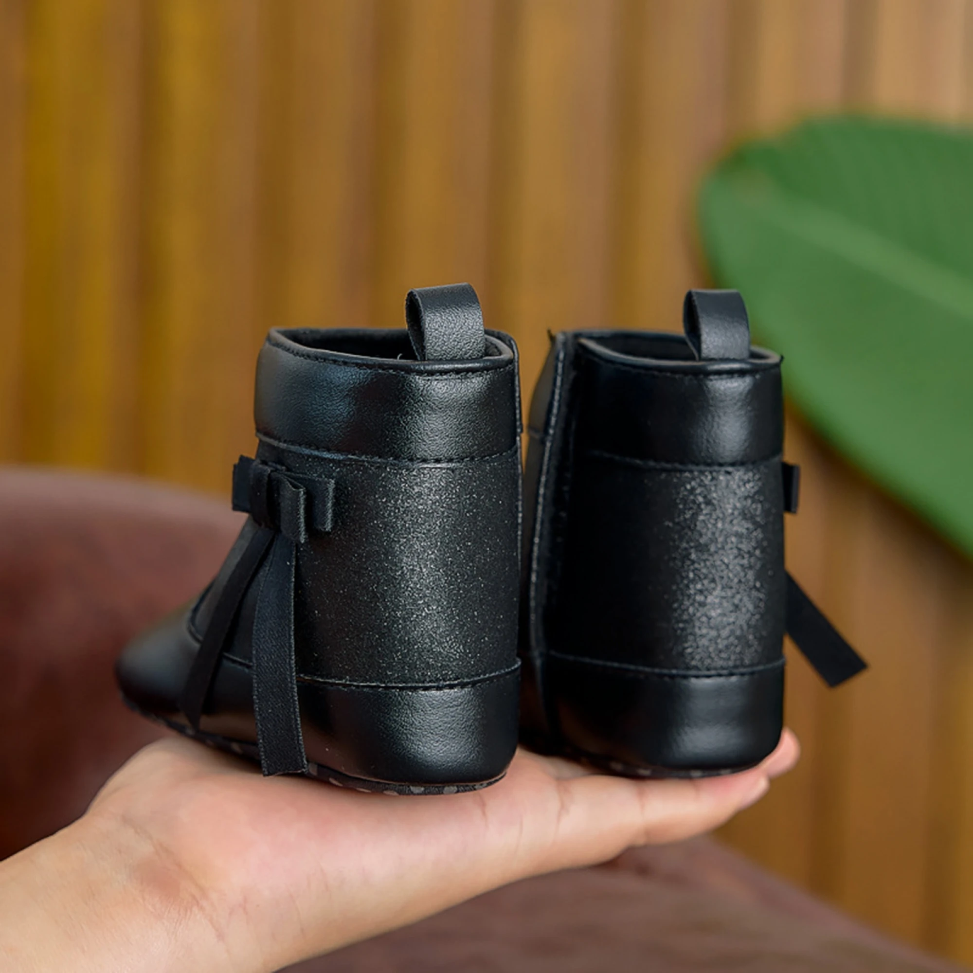 Adorable Toddler Girls Bow Ankle Boots with Anti-Slip Gripper Stylish Infant Winter Shoes for Indoor and Outdoor Activities