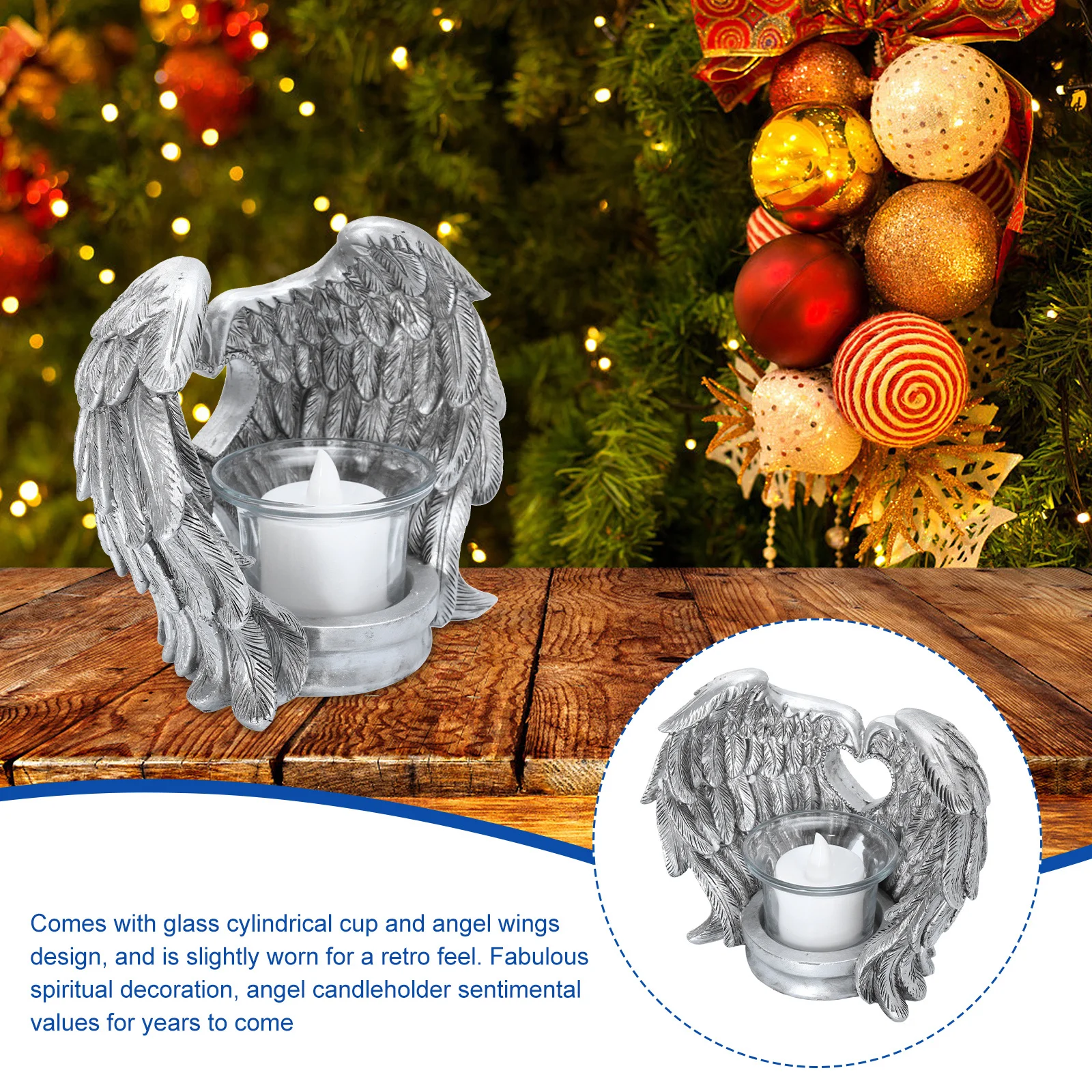 

1Set Angel Wing Holder Resin Vintage Style Decorative Candlestick for Home Church Decoration Memorial Gift Flameless