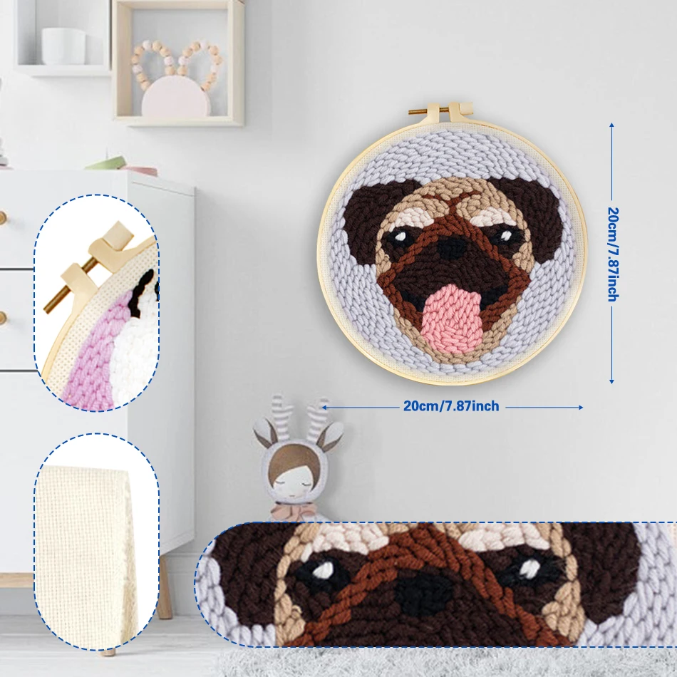 

GATYZTORY punch needle embroidery kits dogs Animals Cross stitch kits Knit with frame crafts supplies adults Yarn set Home Decor