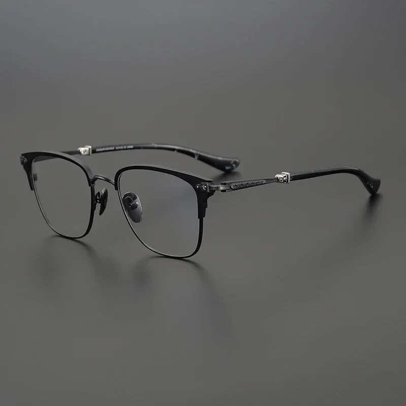 Hot selling style fashion mature plate titanium black glasses frame gold rectangular box super light frames