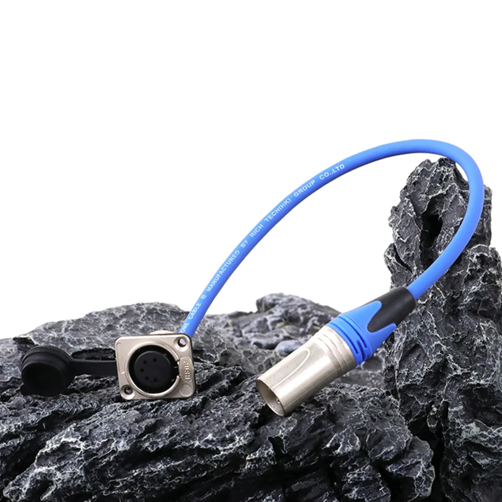 XLR Cable,5Pin Female Panel Mount Socket to 3Pin XLR Male Plug Connector XLR Feed/Pass Thru Converter Compatible with Microphone