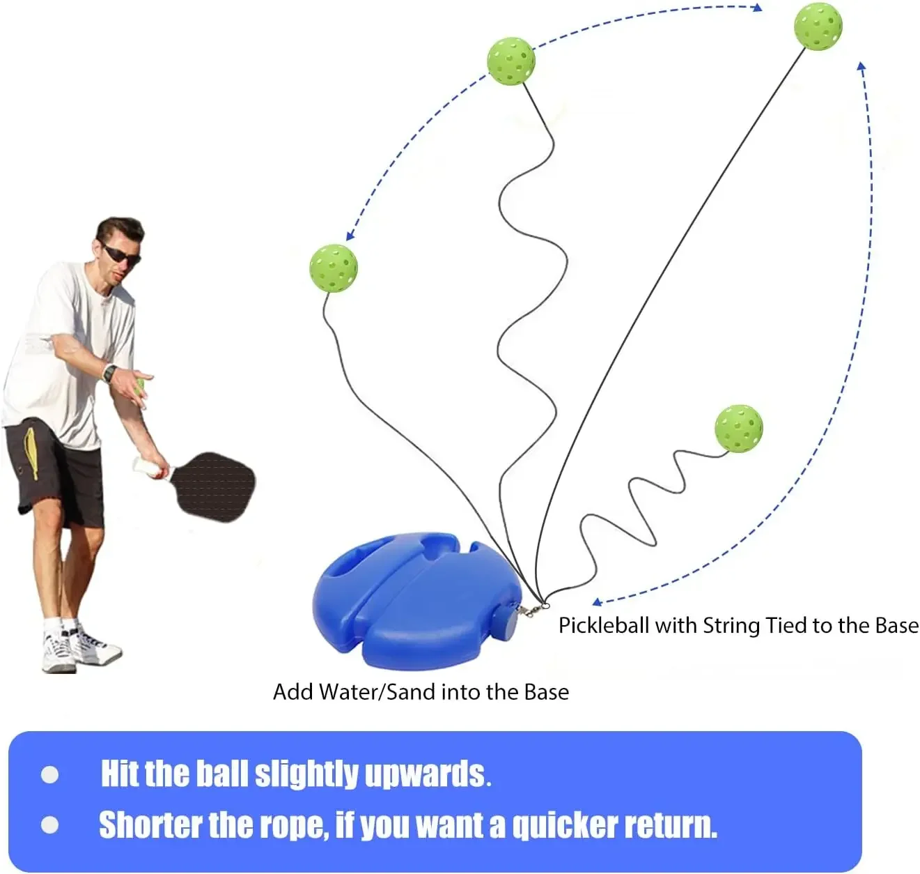 

Custom Heavy Base Pickleball Practice Tool for Fun Single Player Toy Play Exercise Pickleball Sports Self Study Rebound Ball Set